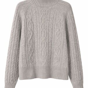 Rachel Zoe Gray Cable Knit Mock Neck Sweater Size M